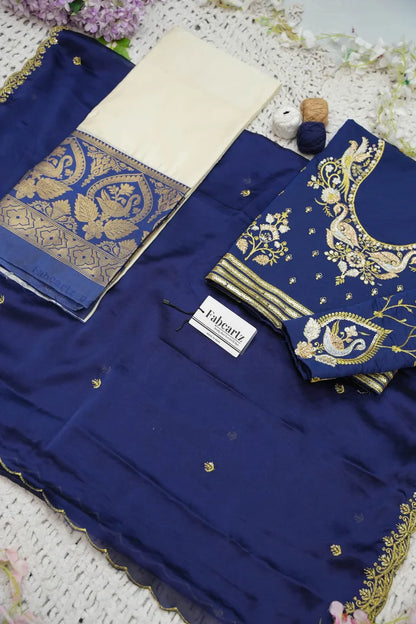 Pragna Women's Woven Design zari work Half Saree with Embroidered Blouse and Dupatta