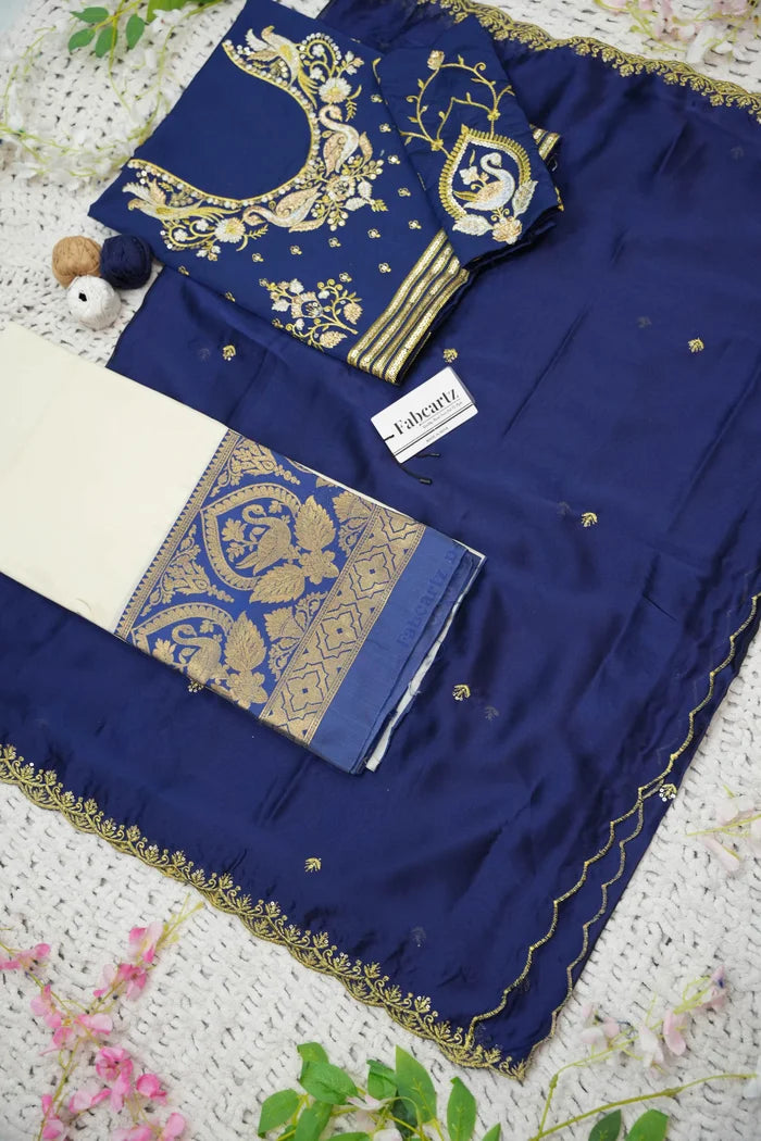 Pragna Women's Woven Design zari work Half Saree with Embroidered Blouse and Dupatta