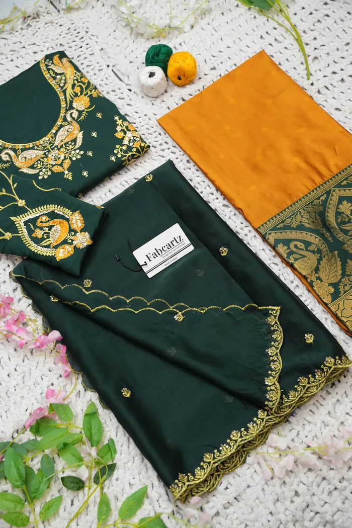 Pragna Women's Woven Design zari work Half Saree with Embroidered Blouse and Dupatta