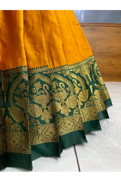 Pragna Women's Woven Design zari work Half Saree with Embroidered Blouse and Dupatta