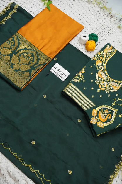 Pragna Women's Woven Design zari work Half Saree with Embroidered Blouse and Dupatta