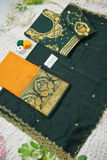 Pragna Women's Woven Design zari work Half Saree with Embroidered Blouse and Dupatta