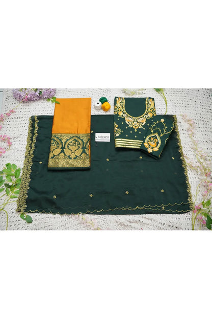 Pragna Women's Woven Design zari work Half Saree with Embroidered Blouse and Dupatta