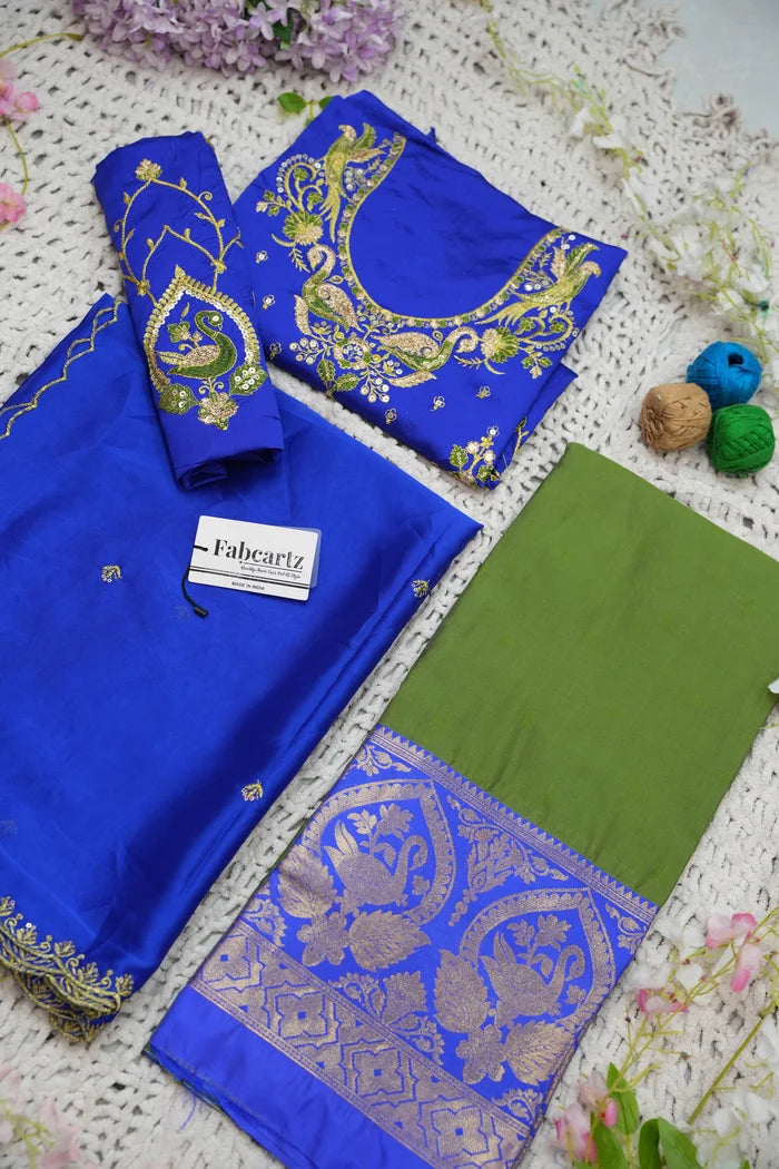 Pragna Women's Woven Design zari work Half Saree with Embroidered Blouse and Dupatta