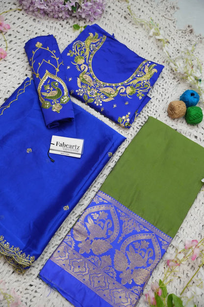 Pragna Women's Woven Design zari work Half Saree with Embroidered Blouse and Dupatta