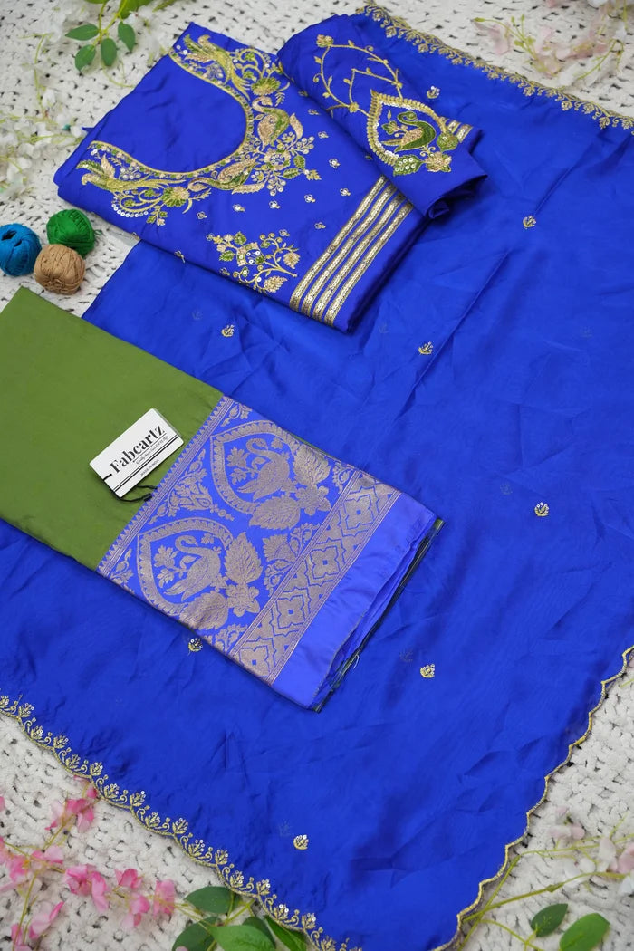 Pragna Women's Woven Design zari work Half Saree with Embroidered Blouse and Dupatta