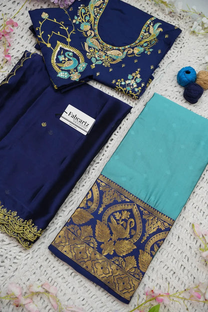 Pragna Women's Woven Design zari work Half Saree with Embroidered Blouse and Dupatta