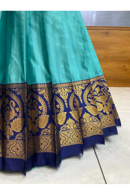 Pragna Women's Woven Design zari work Half Saree with Embroidered Blouse and Dupatta