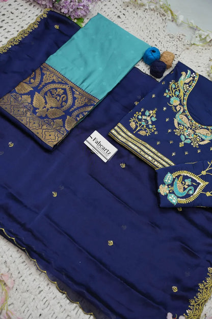 Pragna Women's Woven Design zari work Half Saree with Embroidered Blouse and Dupatta