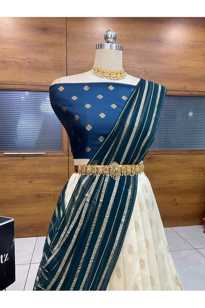 Yamuna South Indian Festival Traditional Half Saree with Embroidered Blouse & Dupatta