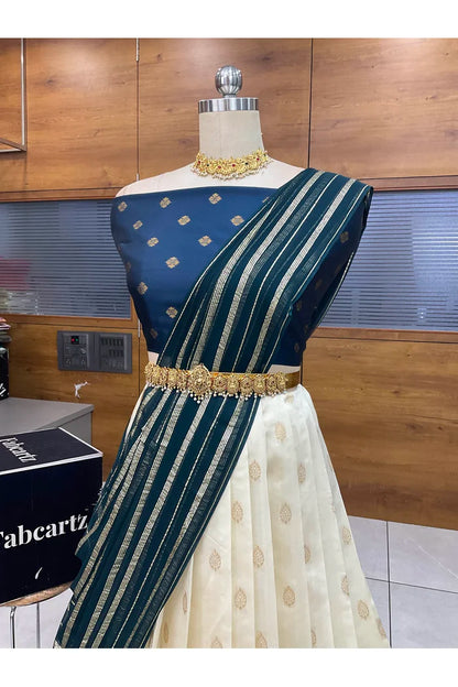 Yamuna South Indian Festival Traditional Half Saree with Embroidered Blouse & Dupatta