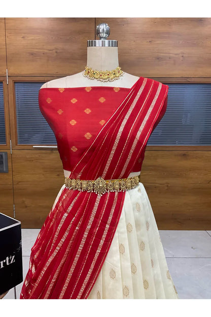 Yamuna South Indian Festival Traditional Half Saree with Embroidered Blouse & Dupatta