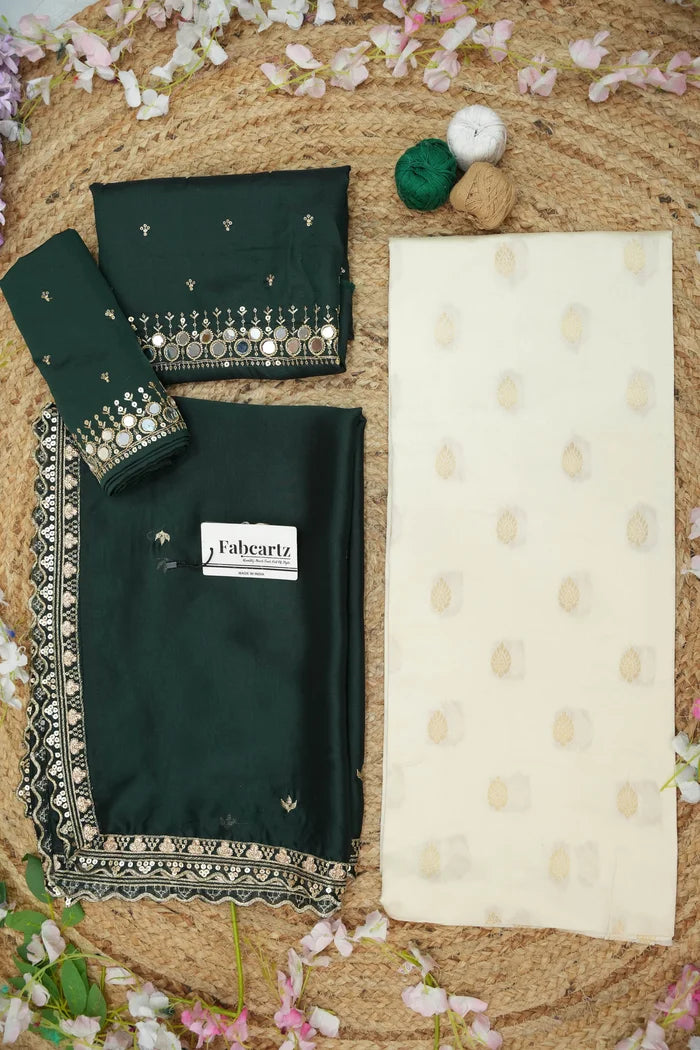 Ridhima South Indian Festival Traditional Half Saree with Embroidered Blouse & Dupatta