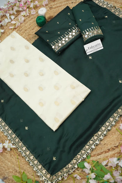 Ridhima South Indian Festival Traditional Half Saree with Embroidered Blouse & Dupatta