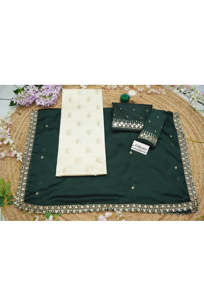 Ridhima South Indian Festival Traditional Half Saree with Embroidered Blouse & Dupatta