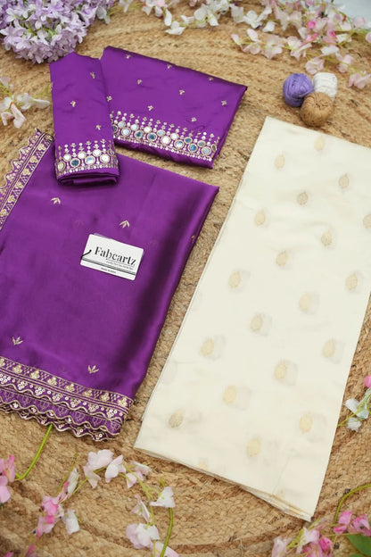 Ridhima South Indian Festival Traditional Half Saree with Embroidered Blouse & Dupatta