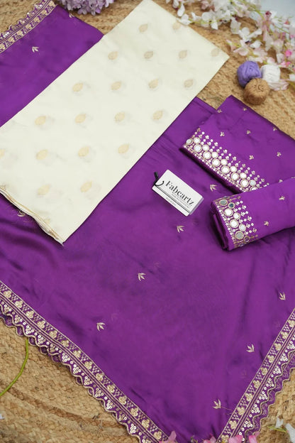 Ridhima South Indian Festival Traditional Half Saree with Embroidered Blouse & Dupatta