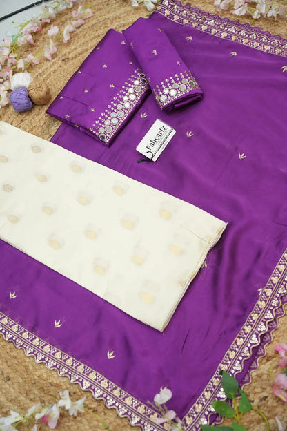 Ridhima South Indian Festival Traditional Half Saree with Embroidered Blouse & Dupatta