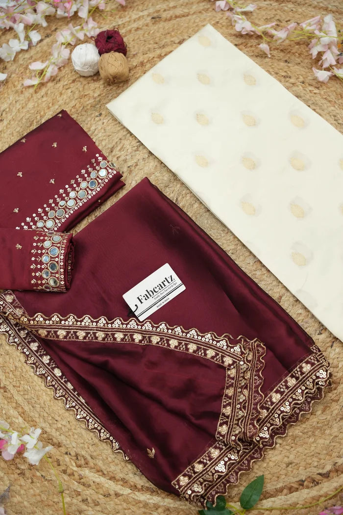 Ridhima South Indian Festival Traditional Half Saree with Embroidered Blouse & Dupatta