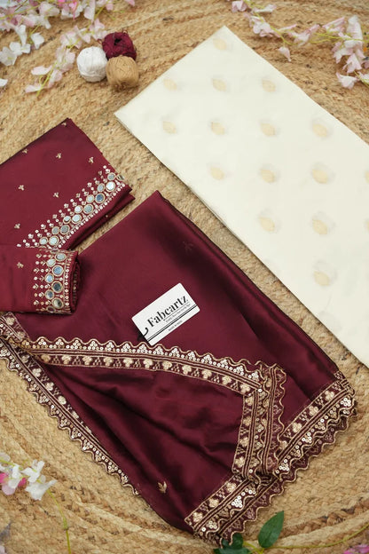Ridhima South Indian Festival Traditional Half Saree with Embroidered Blouse & Dupatta