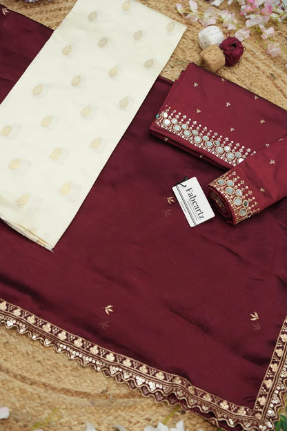 Ridhima South Indian Festival Traditional Half Saree with Embroidered Blouse & Dupatta