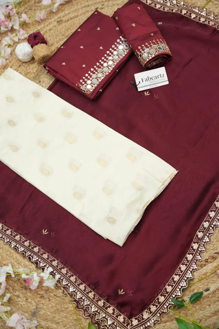 Ridhima South Indian Festival Traditional Half Saree with Embroidered Blouse & Dupatta