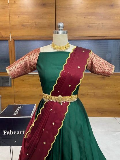 (Imarti) Women's Woven Design Half Saree with Blouse and Dupatta