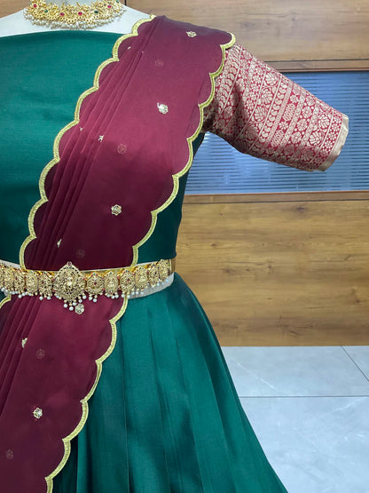 (Imarti) Women's Woven Design Half Saree with Blouse and Dupatta