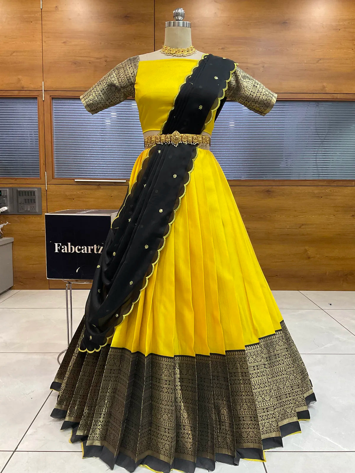 (Imarti) Women's Woven Design Half Saree with Blouse and Dupatta