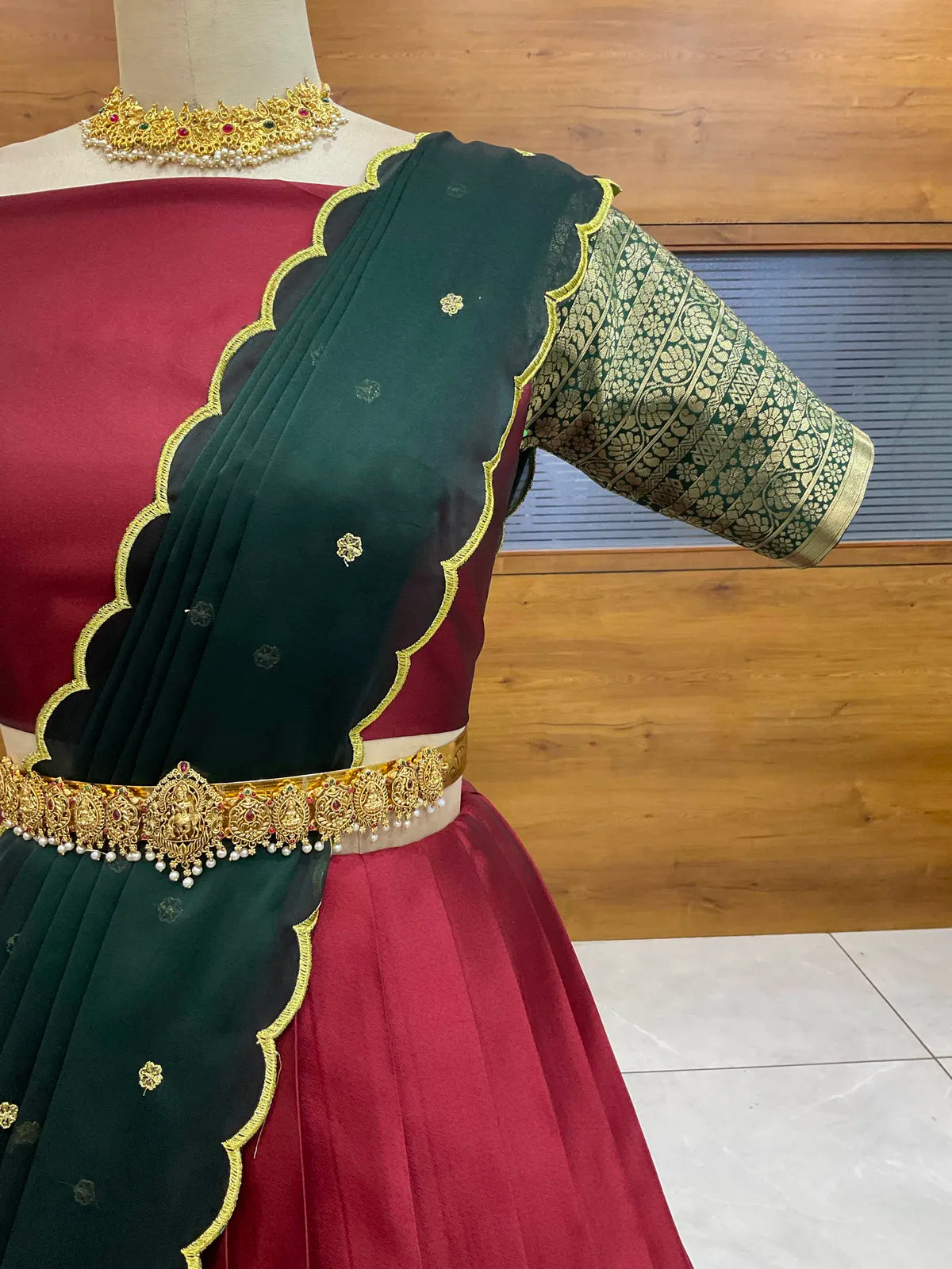 (Imarti) Women's Woven Design Half Saree with Blouse and Dupatta