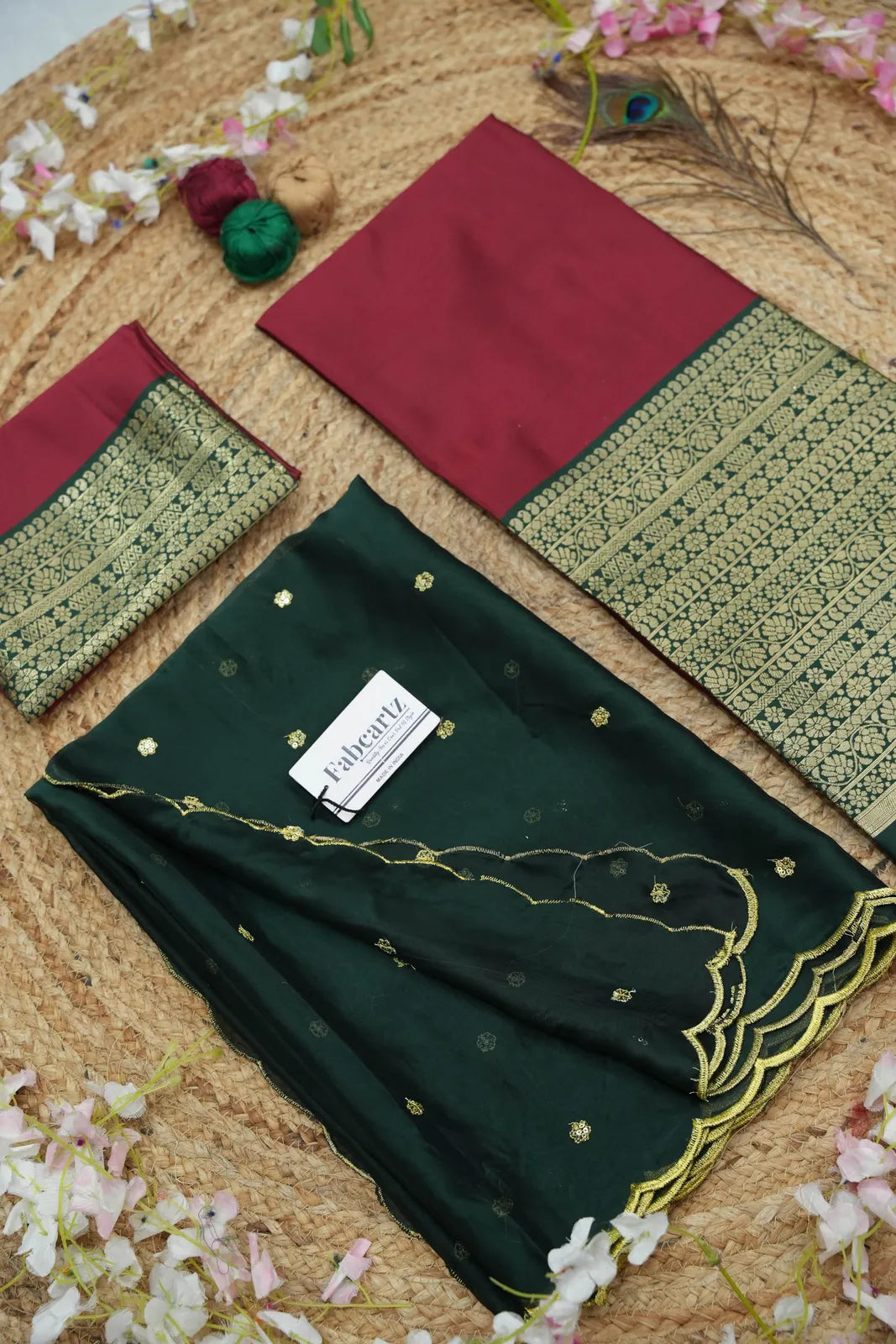 (Imarti) Women's Woven Design Half Saree with Blouse and Dupatta