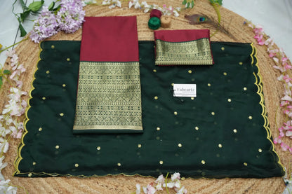 (Imarti) Women's Woven Design Half Saree with Blouse and Dupatta