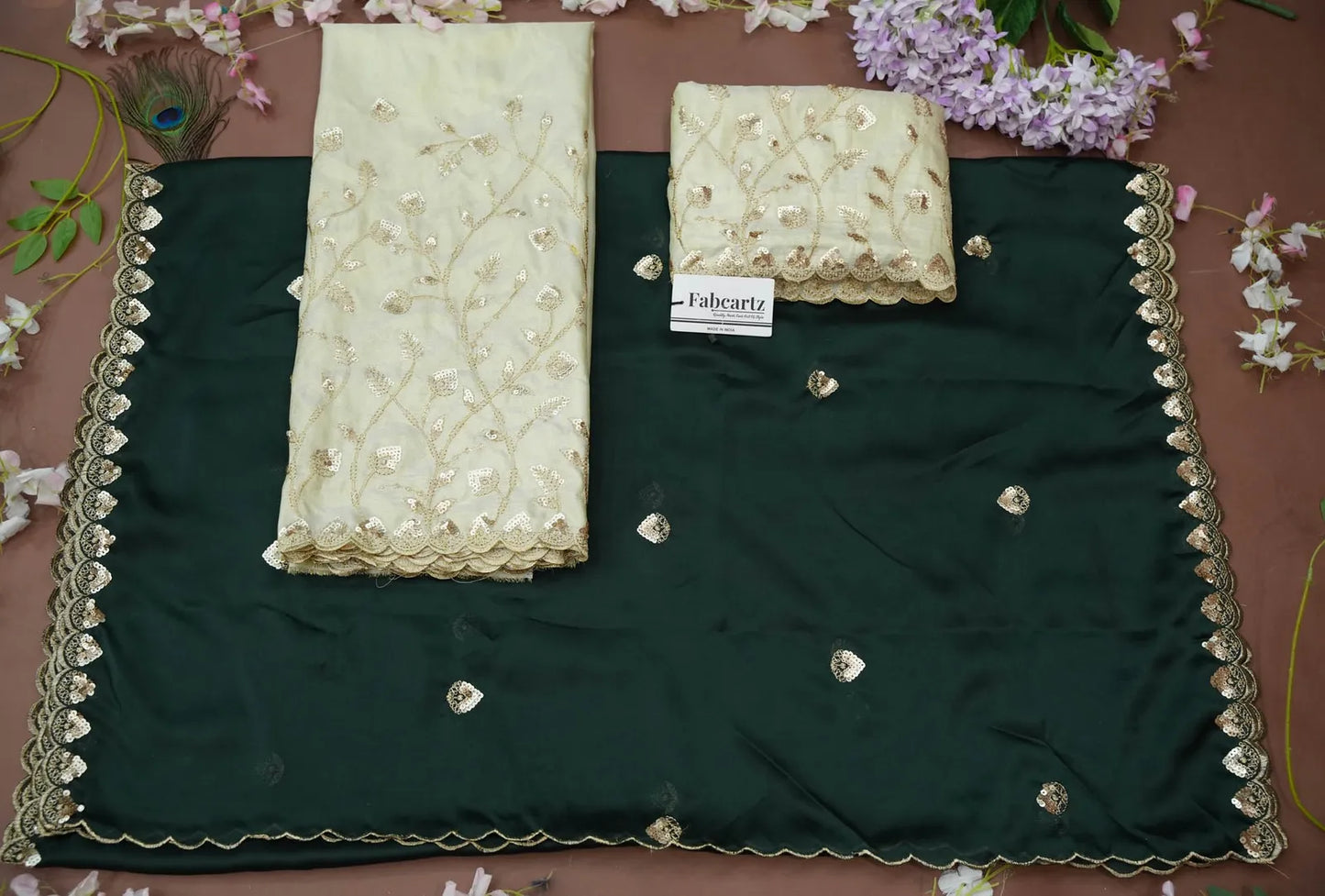 Satyabhumi Women's Embroidered Half Saree with Blouse and Dupatta