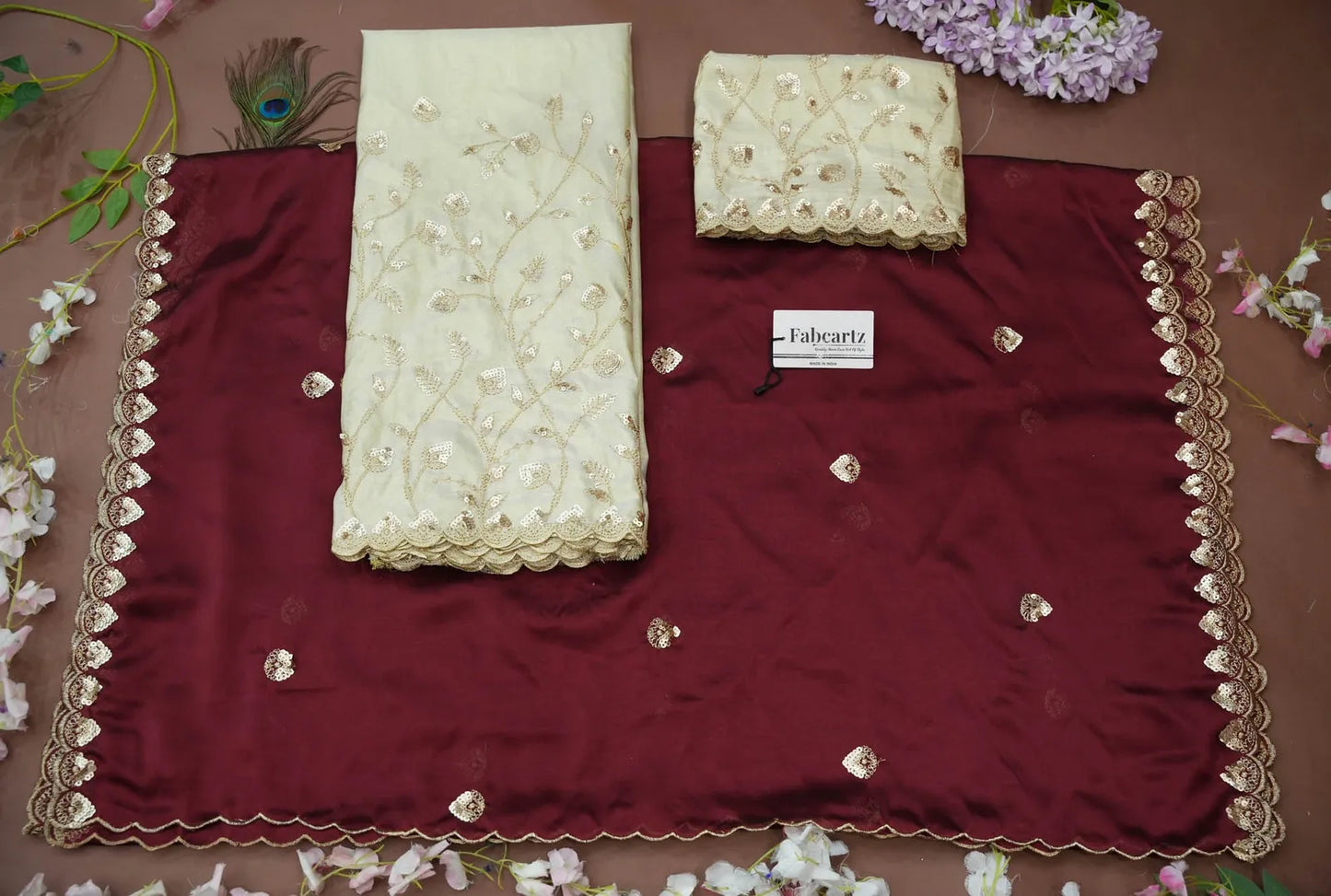 Satyabhumi Women's Embroidered Half Saree with Blouse and Dupatta