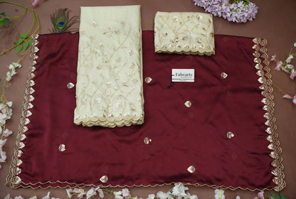 Satyabhumi Women's Embroidered Half Saree with Blouse and Dupatta