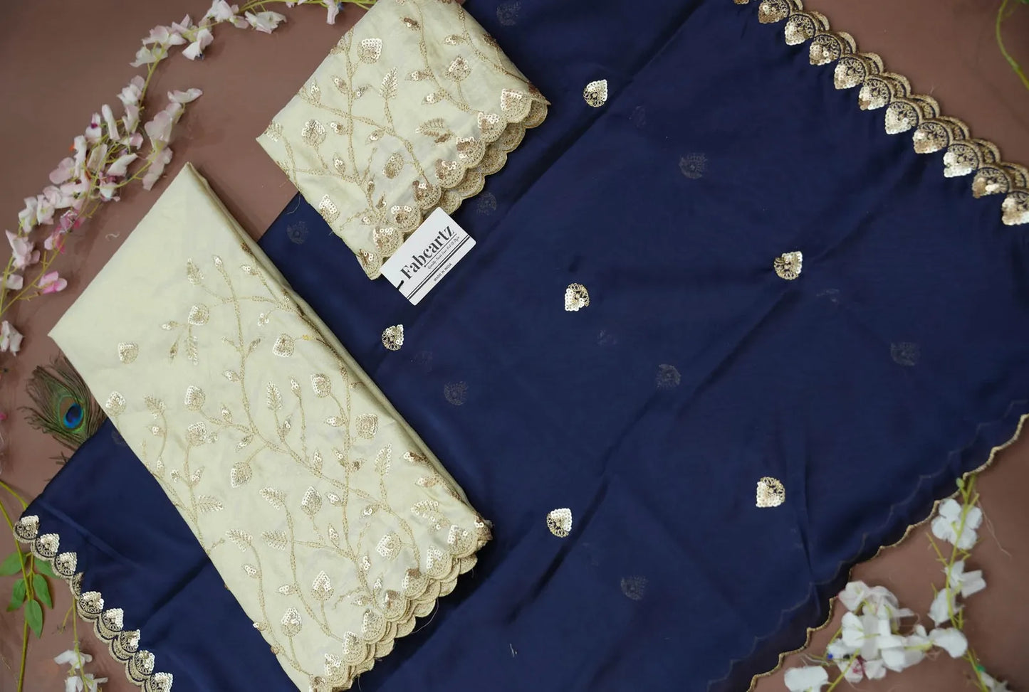 Satyabhumi Women's Embroidered Half Saree with Blouse and Dupatta