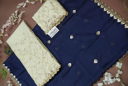 Satyabhumi Women's Embroidered Half Saree with Blouse and Dupatta