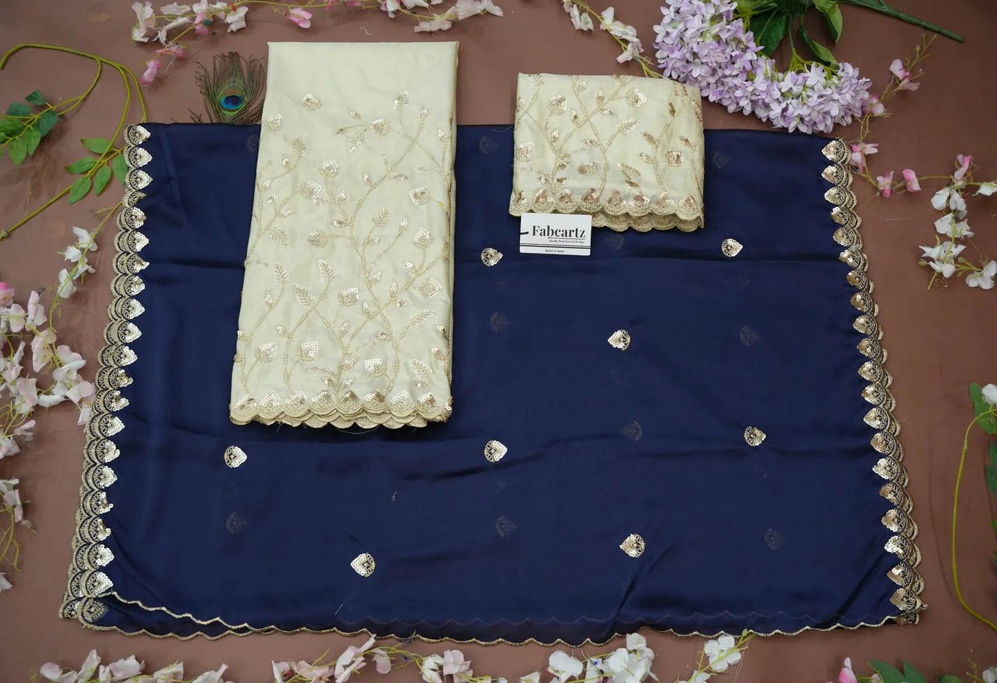 Satyabhumi Women's Embroidered Half Saree with Blouse and Dupatta