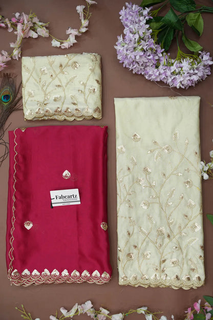 Satyabhumi Women's Embroidered Half Saree with Blouse and Dupatta