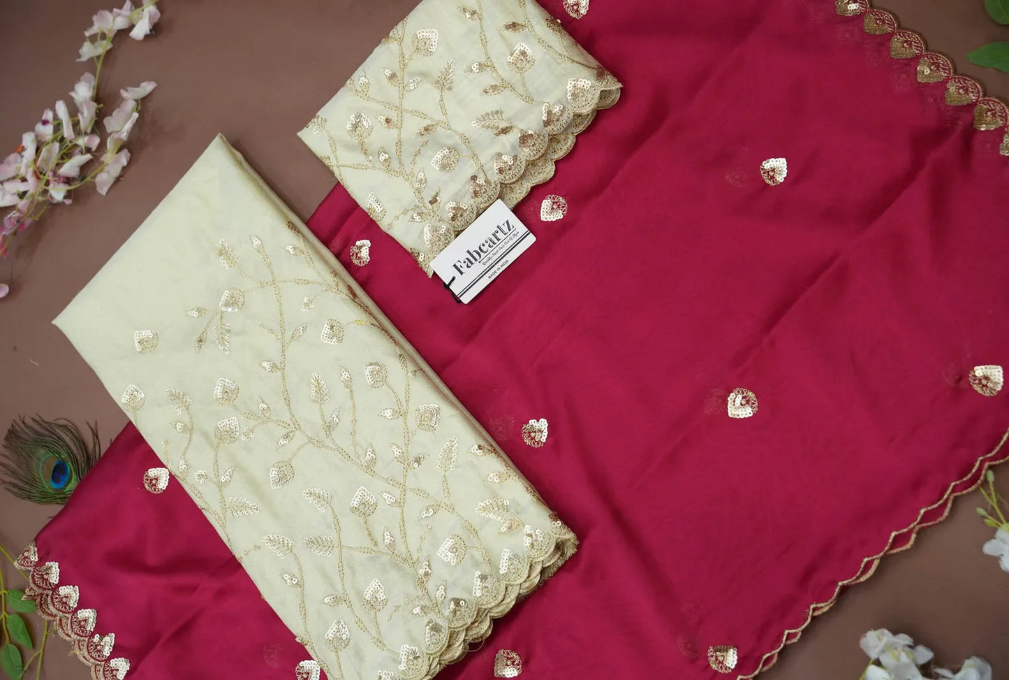 Satyabhumi Women's Embroidered Half Saree with Blouse and Dupatta