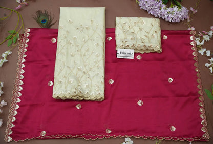 Satyabhumi Women's Embroidered Half Saree with Blouse and Dupatta