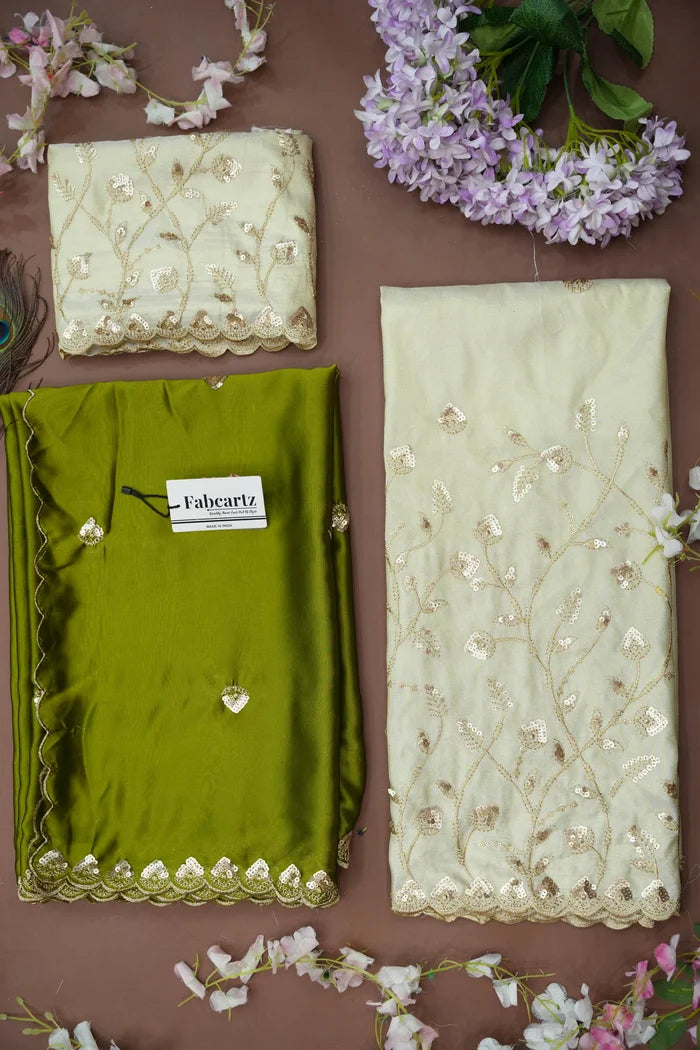 Satyabhumi Women's Woven Design Half Saree with Blouse and Dupatta