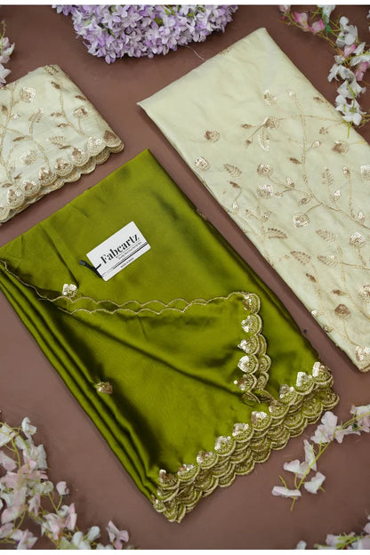 Satyabhumi Women's Woven Design Half Saree with Blouse and Dupatta