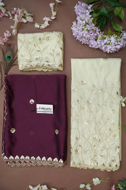 Satyabhumi Women's Embroidered Half Saree with Blouse and Dupatta