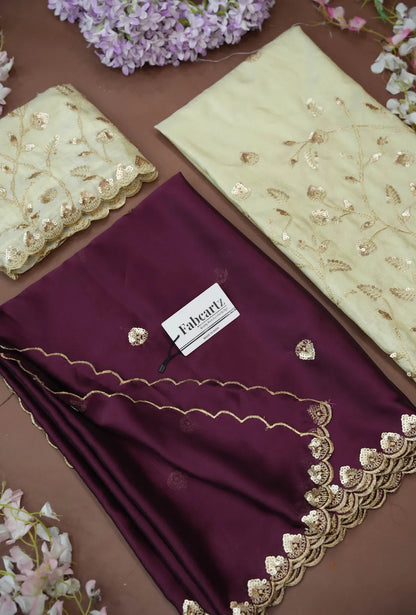 Satyabhumi Women's Embroidered Half Saree with Blouse and Dupatta