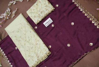 Satyabhumi Women's Embroidered Half Saree with Blouse and Dupatta