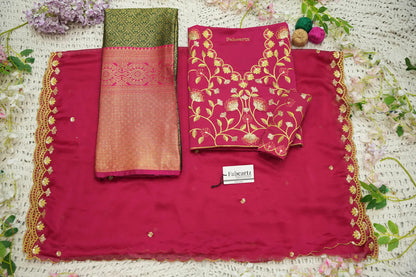 (Juhi) Women's Woven Design Half Saree with Blouse and Dupatta