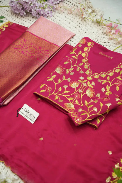 (Juhi) Women's Woven Design Half Saree with Blouse and Dupatta