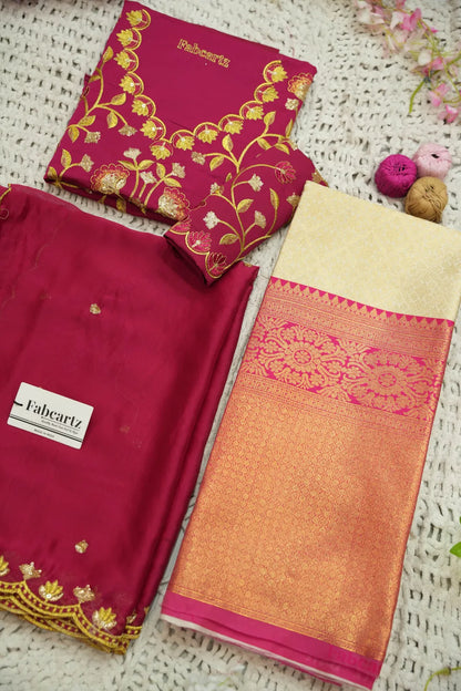 (Juhi) Women's Woven Design Half Saree with Blouse and Dupatta