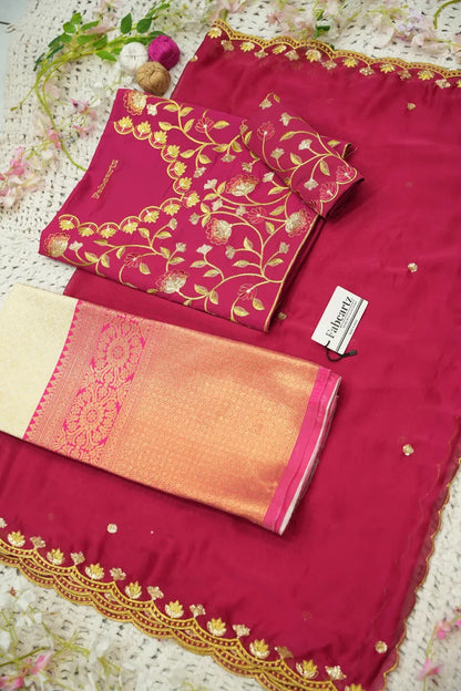 Juhi Women's Woven Design Half Saree with Blouse and Dupatta